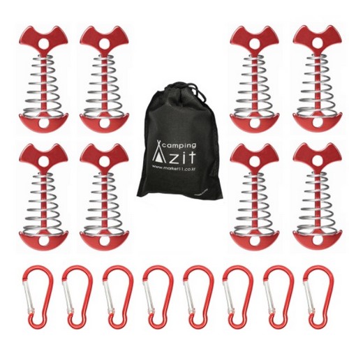 캠핑아지트 롱타입 피쉬 데크팩 (8개+카라비너 8개+전용 파우치)_이미지