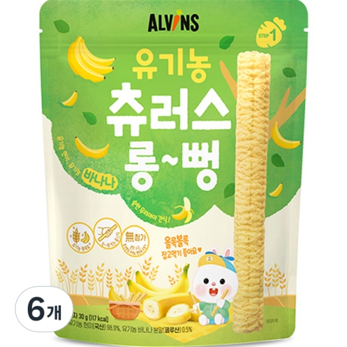 유아용 츄러스 롱뻥 STEP1 바나나맛 30g 6set