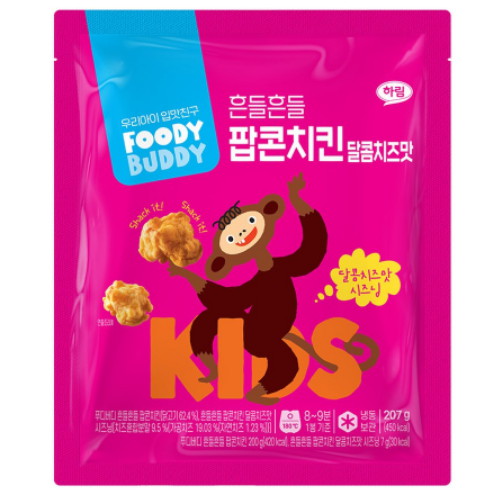 하림 푸디버디 흔들흔들 팝콘치킨 달콤치즈맛 207g (3개)_이미지