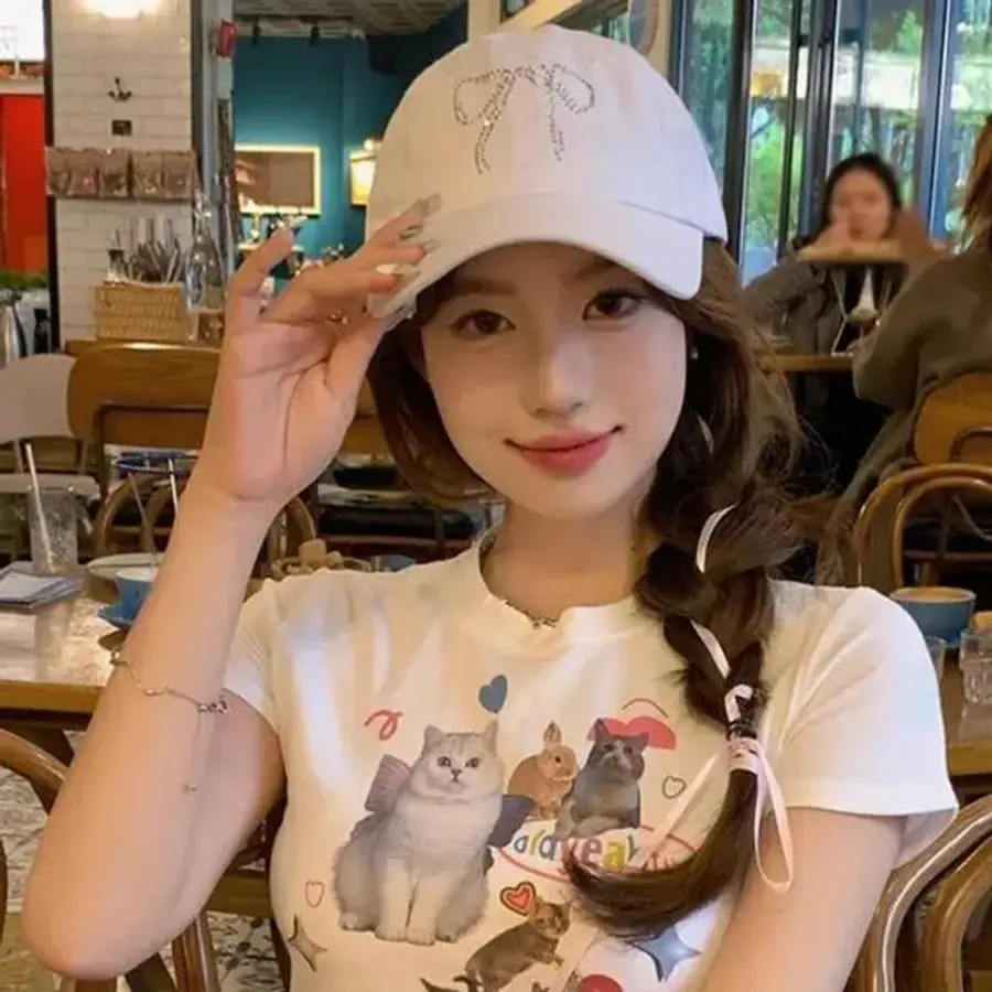 라일리 Rly 리본 모자 여자 볼캡 연예인 소두 깊이 깊은 S14220878_이미지