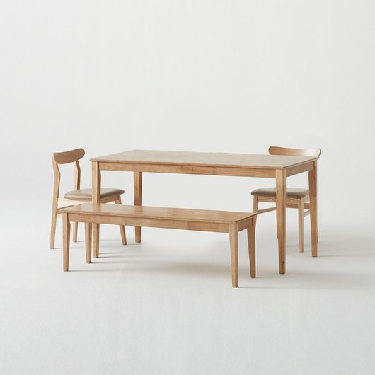 한샘 로하 원목 식탁 1600 (비트윈의자2개+벤치1개)_이미지