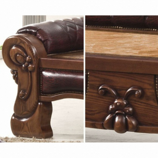 만수돌침대 HS9900 에쉬원목 천연가죽 돌소파 S (게르마늄)_이미지