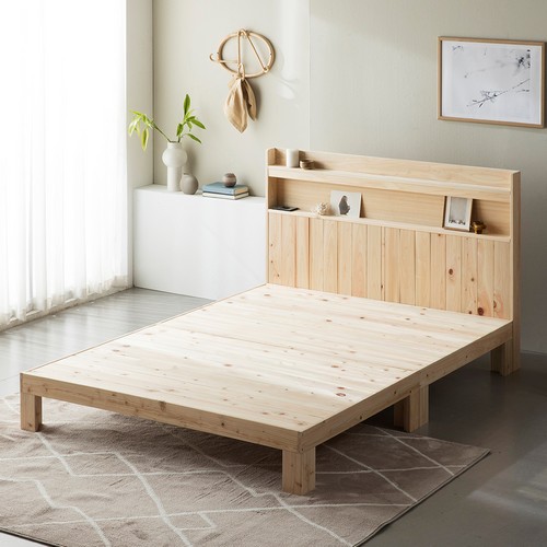 편백나무 평상형 헤드형 LED침대 Q