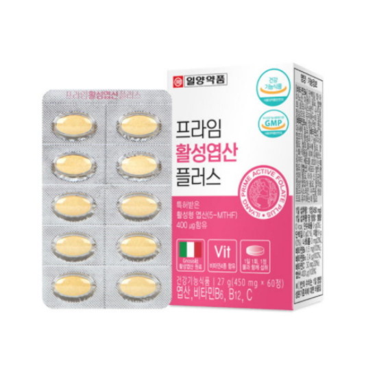 일양약품 프라임 활성엽산 플러스 60정 (4개)_이미지
