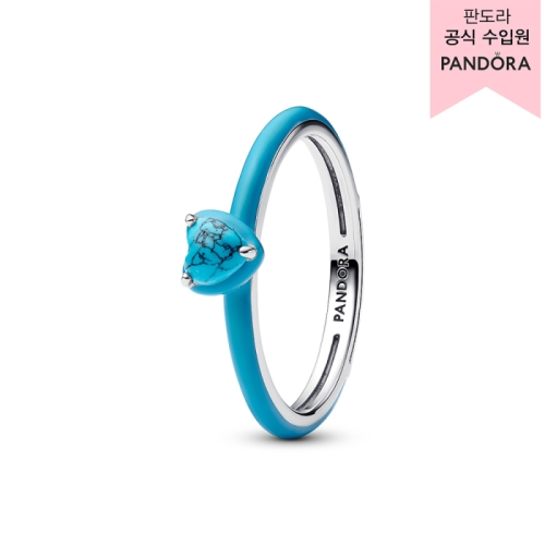 판도라 터쿼이즈 컬러 하트 스톤 링 193828C01
