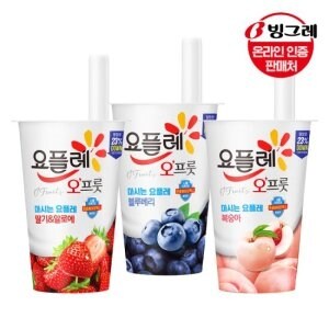 빙그레 <b>요플레</b> 오프룻 3종 15개 /딸기알로에/블루베리/복숭아