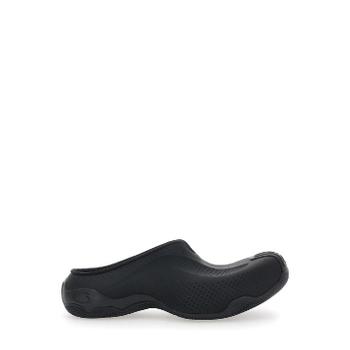 발렌시아가 Basketball Black Slip On Mules with Perforated Design in Tech Fabric..