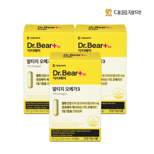 대웅제약 닥터베어 EX 알티지 오메가3 30정 (3개)