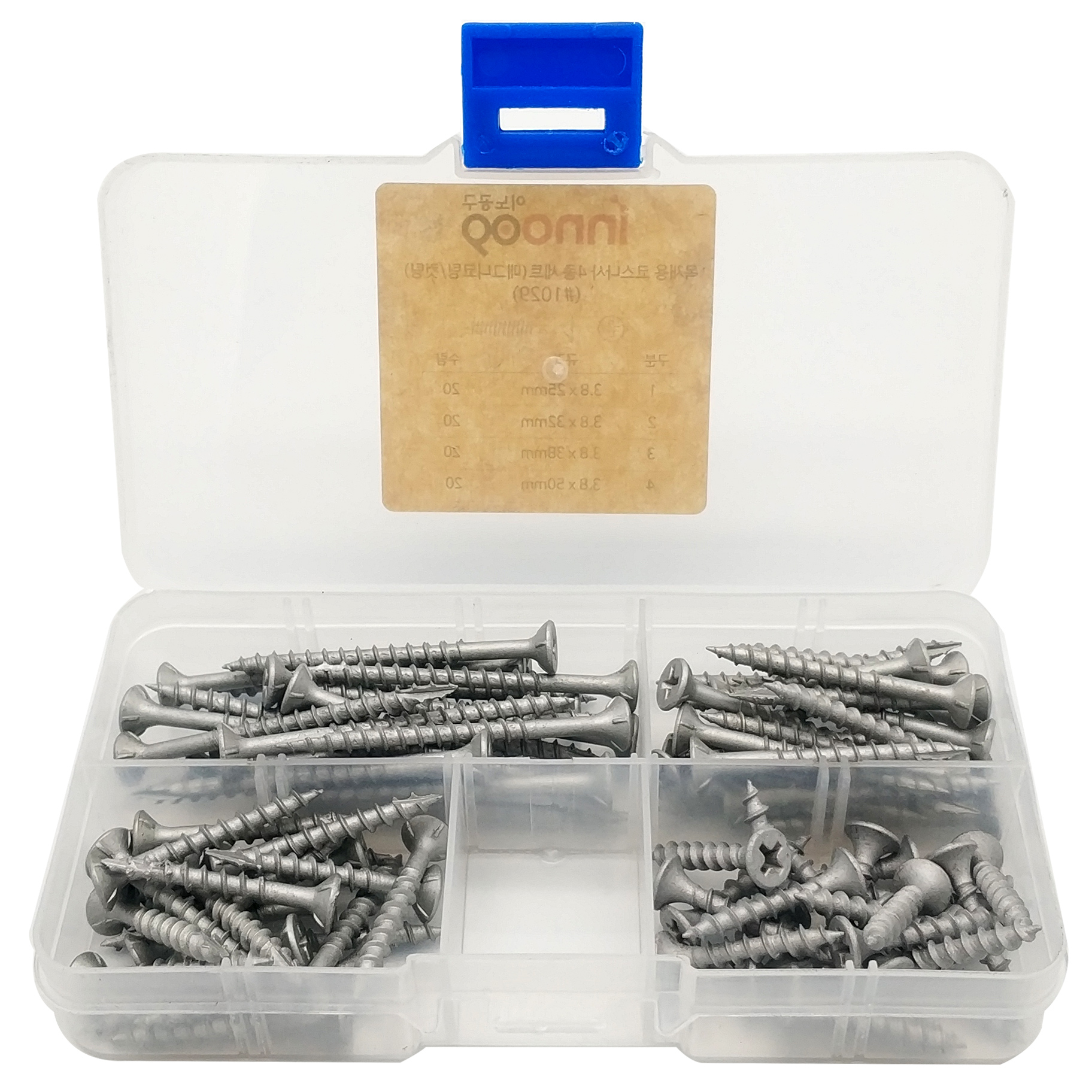 이노공구 목재용 코스나사 매그니코팅 컷팅 4종 세트 1029 (60pcs)