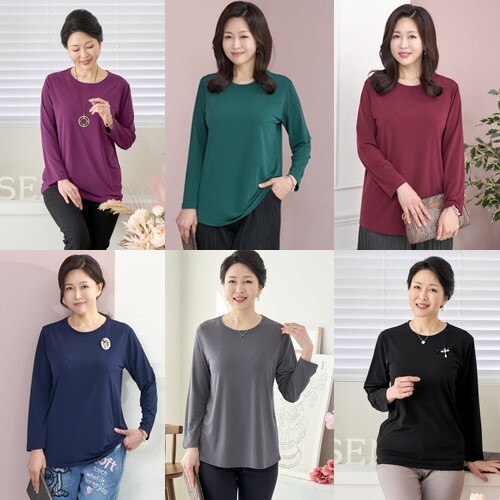 심플무지라운드티셔츠/겨울 50대60대 생신선물 겨울옷 엄마티셔츠 할머니옷1076412