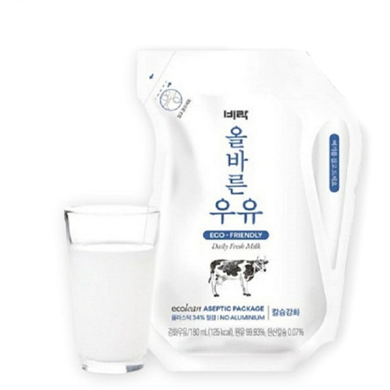 비락 올바른 우유 180ml (멸균) (12개)_이미지