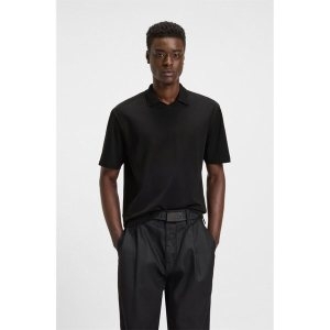 휴고 FA25 머서라이즈드 스트레치 코튼 피케 칼라 셔츠 블랙 50542770001_이미지