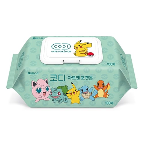 쌍용C&B 코디 아트앤 포켓몬 물티슈 캡형 100매 (2팩)