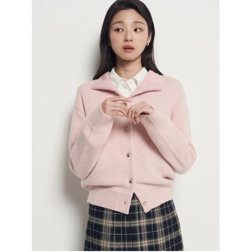 빈폴 레이디스 알파카 혼방 터틀 카디건 라이트 핑크/BF5X5AC06Y
