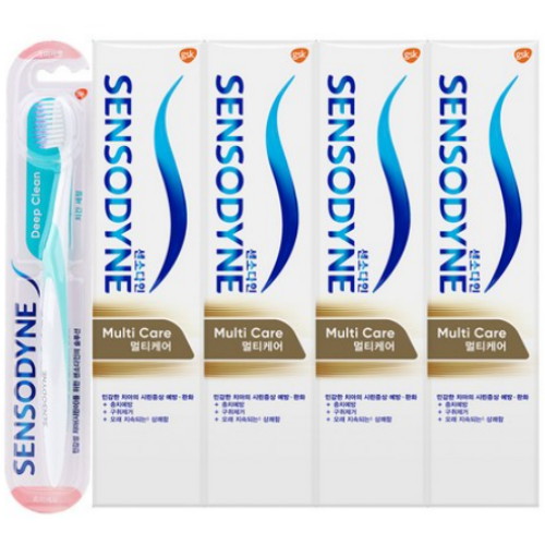 글락소스미스클라인 센소다인 멀티케어 치약 100g x 4개 + 딥클린 칫솔 x 1개 (1세트)