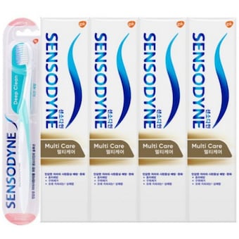 <b>센소다인</b> <b>멀티</b><b>케어</b> 치약 100g x 4개 + 딥클린 칫솔 x 1개