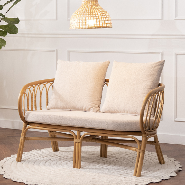 에보니아 라탄 러브 소파 의자 암체어 2인용