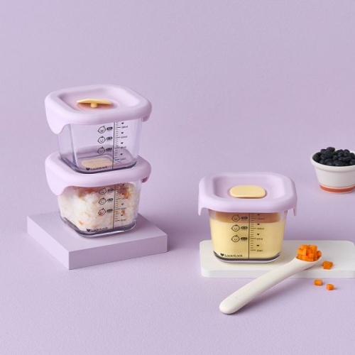 락앤락 리틀럽 디어 이유식용기 정사각 실리콘 간편캡 260ml 3P LLG513S3 477769_이미지