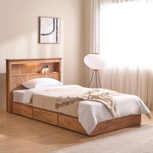 잉글랜더 라움 고무나무 원목 수납 침대 SS (독립스프링)_이미지