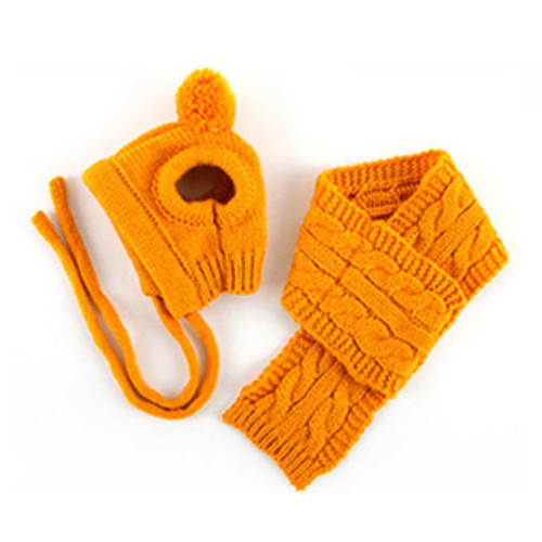 도그아이 ㅤ모자+목도리 세트 머스타드 (M)_이미지