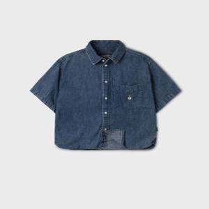 이랜드 후아유 여성 스티브 데님 크롭 쇼츠 슬리브 셔츠 청반팔 남방 / WHYJF2522F 인디고 S