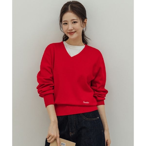 보풀케어 스너그 브이넥 니트_F6S197KN