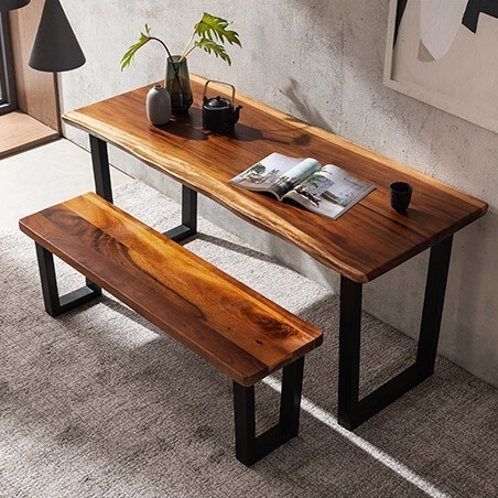 삼익가구 레이븐 로즈우드 우드슬랩 식탁 1600 (벤치1개)