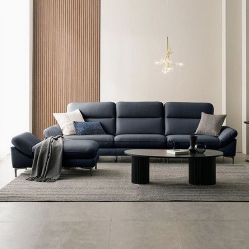 다우닝가구 시엘 전체 천연면피가죽 소파 4인용 (스툴포함)