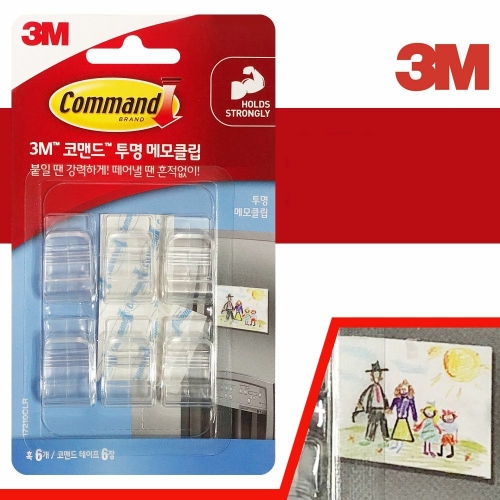 투명 메모클립6p 17210CLR 걸이 도어후크 흡착 벽