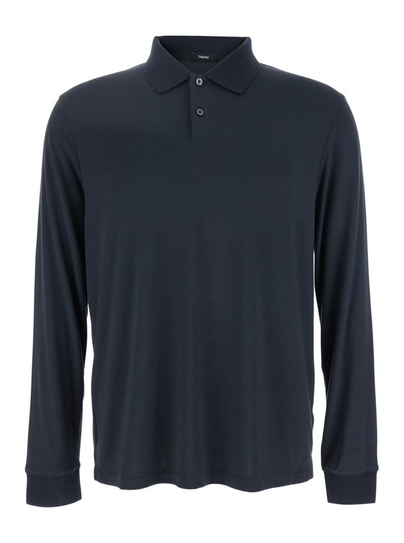 �� O1199505XHX Goris Blue Polo Shirt with Classic Collar and Long Sleev..