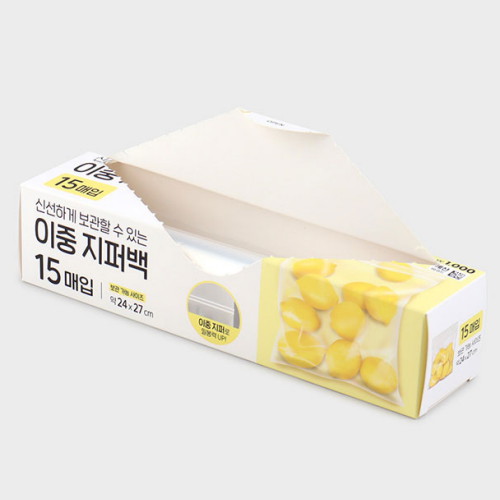 다이소 ㅤ이중지퍼백 대 24x27cm 15매 (1개(15매))_이미지