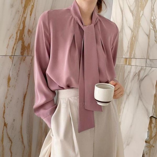 셀러허브 여자 롱슬리브 보우 들러리룩 폭신 셔츠 S28919143_이미지