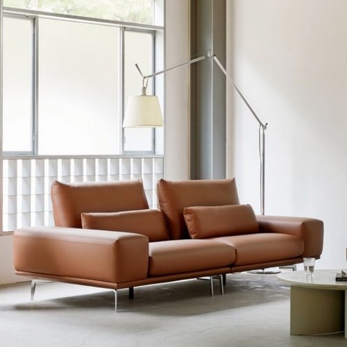 에싸 키보 스윙기능 베티버 천연가죽 소파 3인용 (스툴별도)_이미지