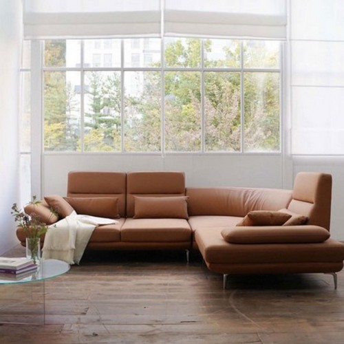 마루이 라온 스윙 코너형 가죽 소파 5인용 (스툴별도)_이미지