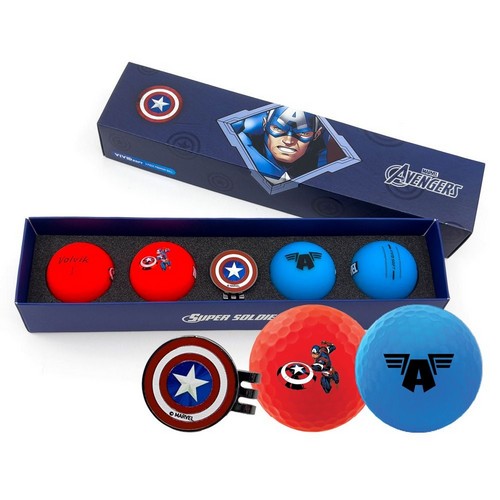 볼빅 비비드 소프트 마블 4.0 캡틴아메리카 (컬러공, 4개+볼마커)_이미지