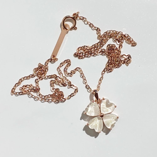 에버링 14K 금 네잎 클로버 밀크티 행운 목걸이_NQPK42501W 주문제작 핑크gold