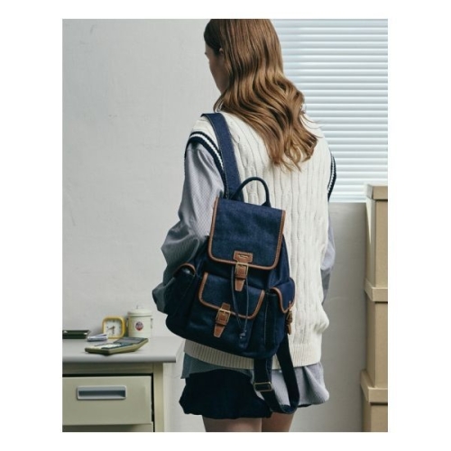 뉴욕 액세서리 기간한정플래시세일젤라또 네이비 버클포인트 가죽배색 면 데님 백팩 JABA5E965N2 324250