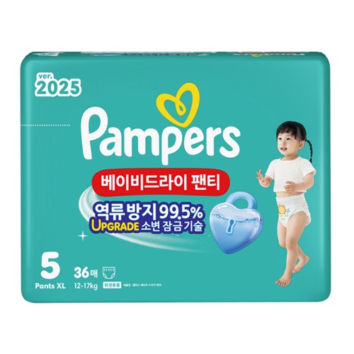 P&G 팸퍼스 2025 베이비드라이 팬티형 5단계-공용 (432매)