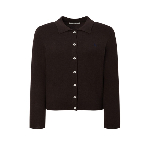 LF 헤지스레이디스 여성 울100 카라 가디건 브라운 HSSW5D001W2