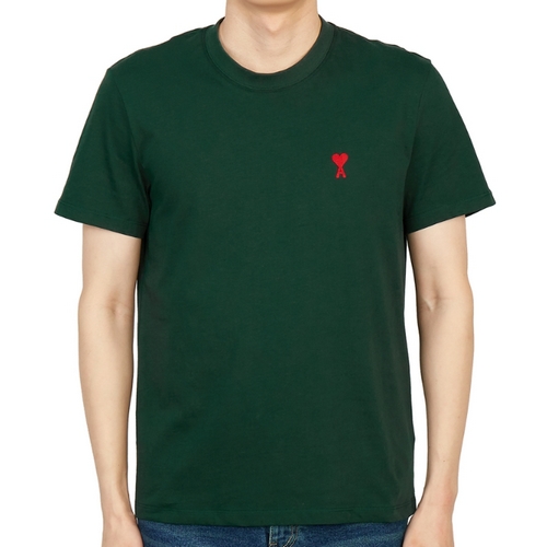 AMI 하트 로고 반팔 티셔츠 E22UTS001 724 (311, 그린)
