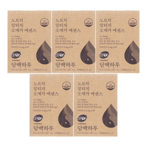 알피바이오 담백하루 담백하루 노르딕 알티지 오메가3 에센스 1090mg 30캡슐 (5개)