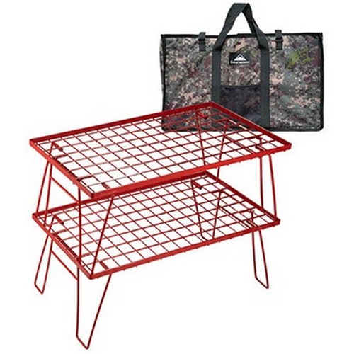캠핑문 2단 멀티 테이블 쿨러 스탠드 레드 에디션 (단품)_이미지