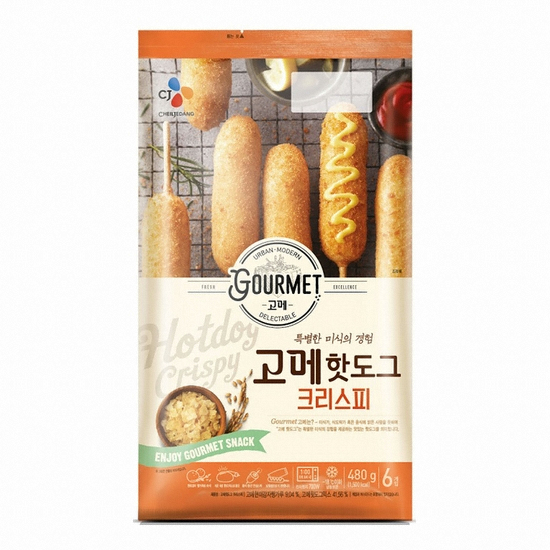 CJ제일제당 고메 핫도그 크리스피 6개입 480g이미지입니다. 누르면 해당 게시물로 새창이동합니다.
