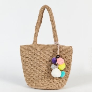 천연 린넨 라탄 숄더백-BEIGE 2B138S