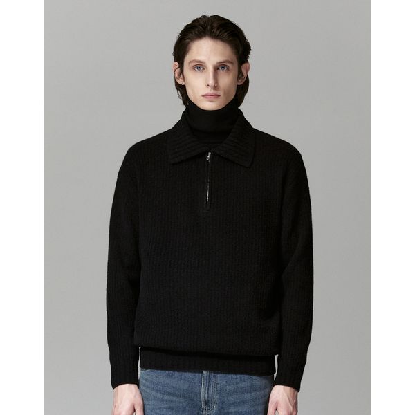 질스튜어트 뉴욕 맨 리뷰이벤트 뉴욕 블랙 울혼방 집업 카라 니트 JNSW3D007BK 399388