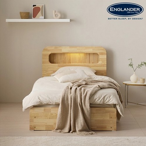 잉글랜더 러셀 템바보드 원목 4단 수납 침대 SS (스탠다드필로우탑본넬)