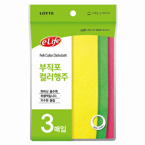 롯데알미늄  롯데 이라이프 롯데 부직포 컬러행주 3p