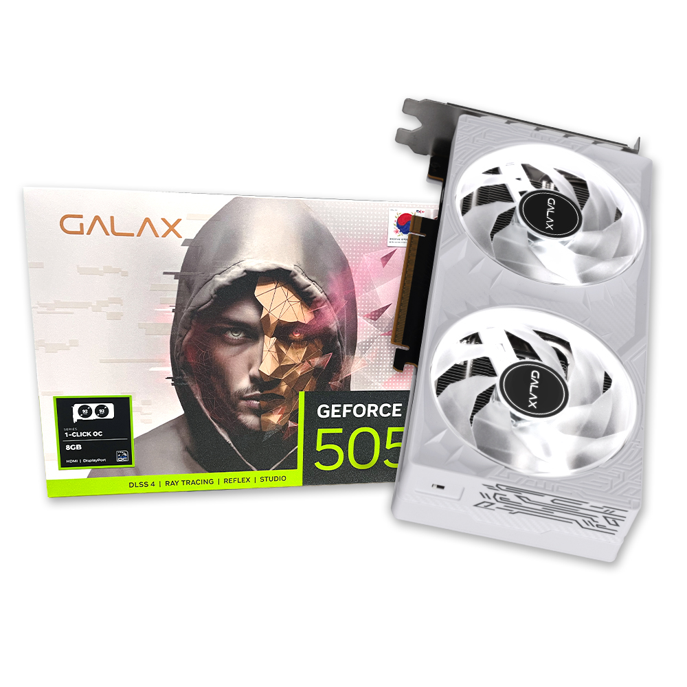 갤럭시 GALAX 지포스 RTX 5050 WHITE OC D6 8GB DUAL HDMI이미지입니다. 누르면 해당 게시물로 새창이동합니다.
