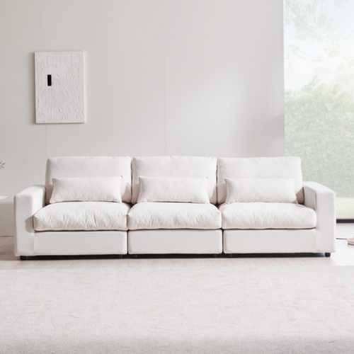 위메종 라니아 구스 모듈 린넨 패브릭 소파 4인용 (스툴별도)_이미지