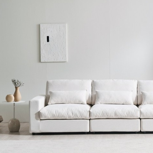 위메종 라니아 구스 모듈 린넨 패브릭 소파 4인용 (스툴별도)_이미지